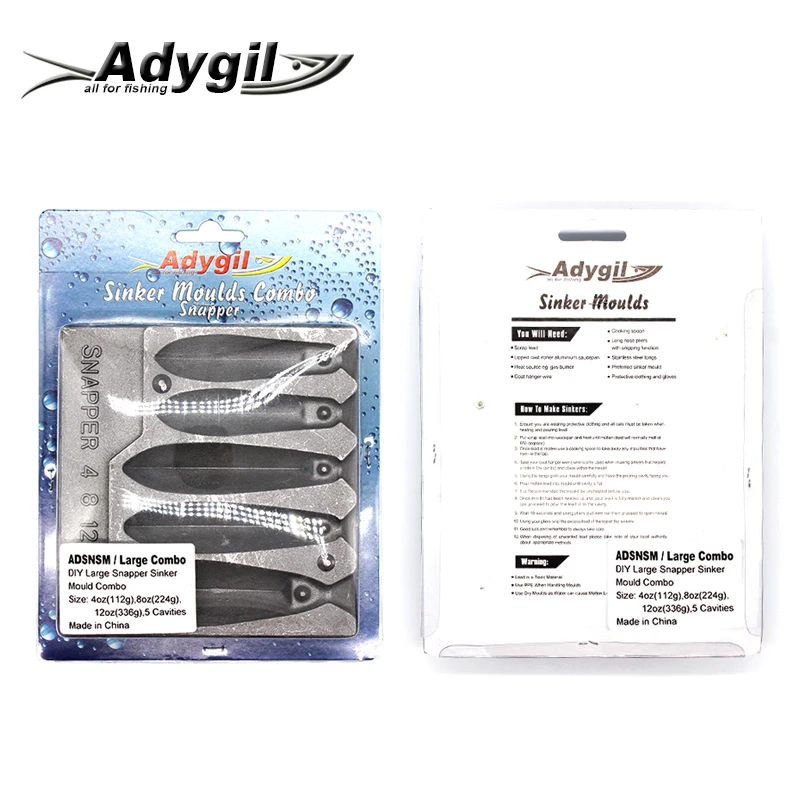 Adygil Snapper Platina di Pesca FAI Da TE Stampo ADSNSM/Grande Combo Snapper Zavorra 112g 224g 336g 5 Cavità