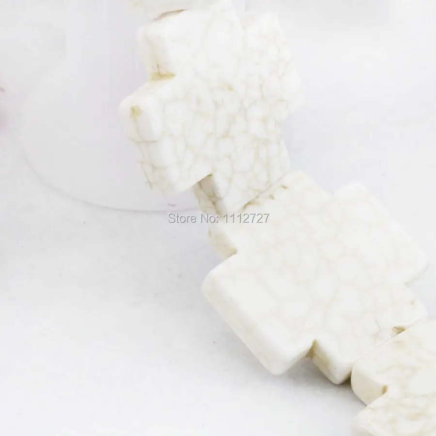 Accessory Crafts 34mm Cross Turkey Howlite Chalcedony Loose Beads DIY 15inch Lucky Prayer Stone Jewelry Making Fitting Female