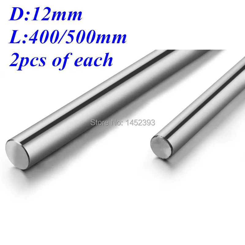 Linear Shaft 12mm  400mm / 500mm each 2 pcs chrome plated Cylinder Linear Rail Round Rod Shaft Linear Motion Shaft CNC parts