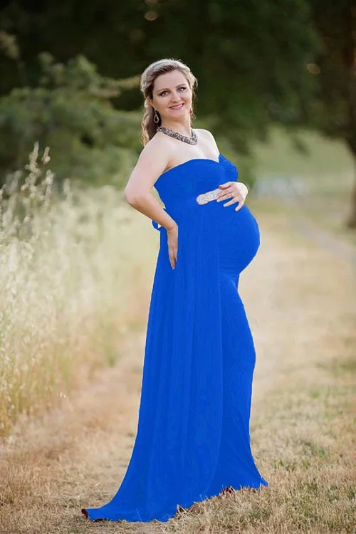 Maternity Dresses For Photo Shooting V-Neck Red Dress Maternity Photography Props Sleeveless Pregnancy Dress Maternity Grown