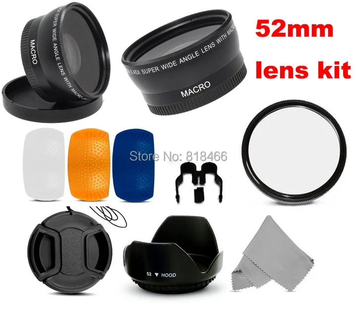 Foleto 52mm 58mm Fisheye Wide Angle Macro Filter + Lens Hood + UV Filter  Diffuser for canon Nikon D7000 D5200 D5100 All   lens