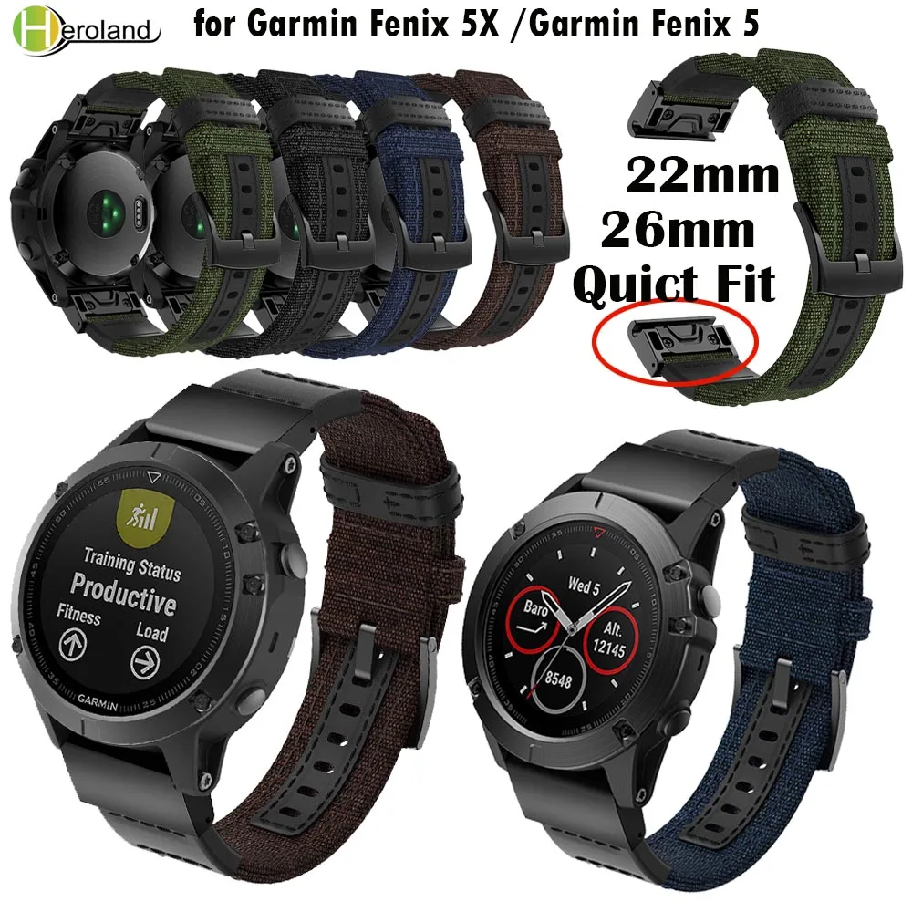 

Ремешок 26 мм для Garmin Fenix 5X /5X Plus/Fenix 3/3 HR/Fenix 5/935, ремешок для умных часов, нейлоновый кожаный браслет