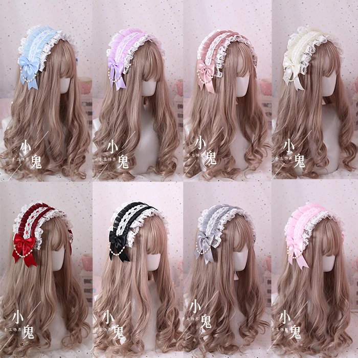 Multicolor hand made Lolita Headband gorgeous lace hairband soft sister hair accessories lolita angel handle kc Hair Bands