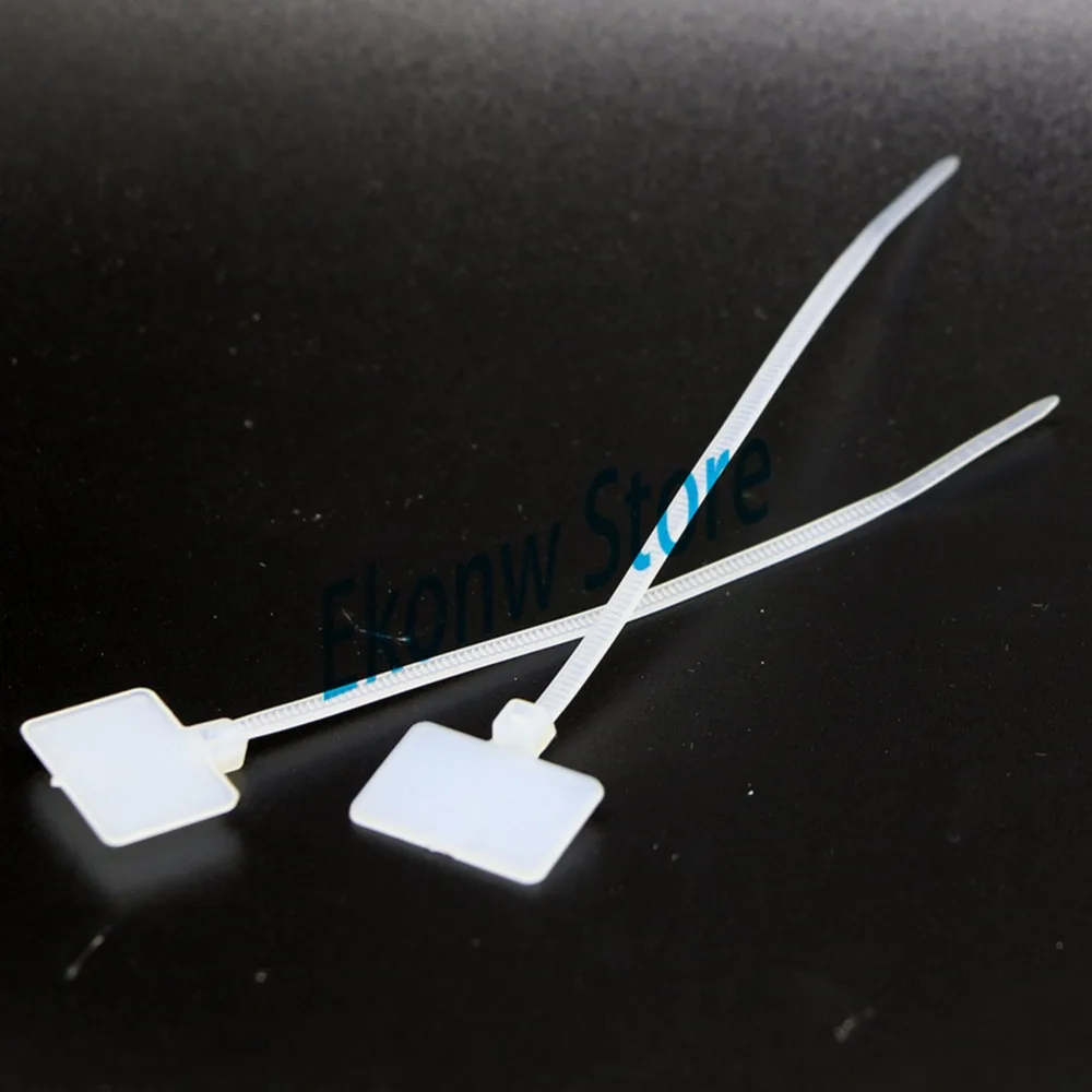 100pcs 500pcs 1000pcs White Plastic Nylon Mark Tags Label Sticker Cable Zip Ties 2.5mm x 100mm