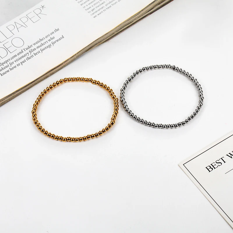 Neue Mode-Stil Männer Frauen Breite 4mm und 6mm Dehnbare Perlen Armbänder Hohe Qualität Edelstahl Zwei Größen schmuck Großhandel – Detail 7