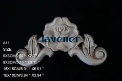 A11-6x6cm Wood Carved Corner Onlay Applique Unpainted Frame Door Decal Working carpenter Flower