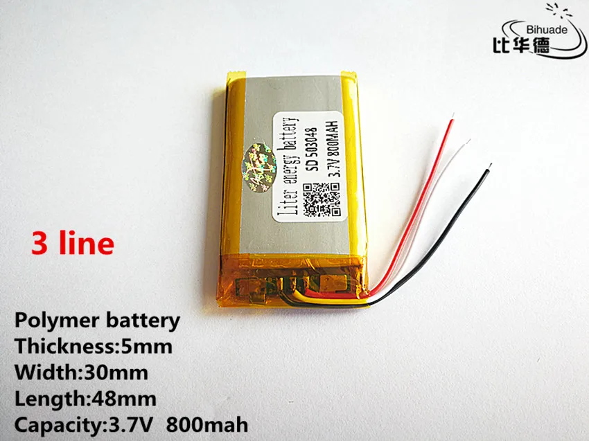 10 قطعة/الوحدة 3 خط جيد كوليتي 3.7V ، 800mAH ، 503048 بوليمر ليثيوم أيون/ليثيوم أيون بطارية ل لعبة ، قوة البنك ، GPS ، mp3 ، mp4
