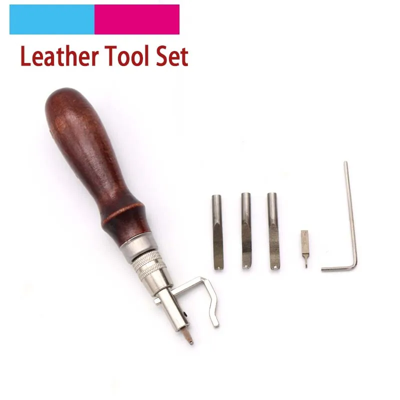 Practical 5 In 1 DIY Leather Craft Pro Stitching Groover Crease Leather Multifunction Adjustable Trench Device Tool Set