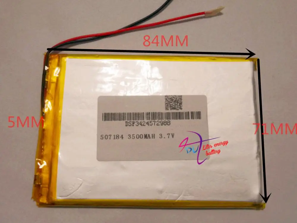 

tablet battery Size 507184 3.7V 3500mah Lithium polymer Battery with Protection Board For PDA Tablet PCs Digital Products