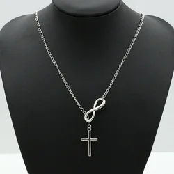 Hot Selling New Punk Minimalist Infinity Luck 8 Cross Leaf Pendants Necklaces For Women Jewelry Clavicle Chain Collier