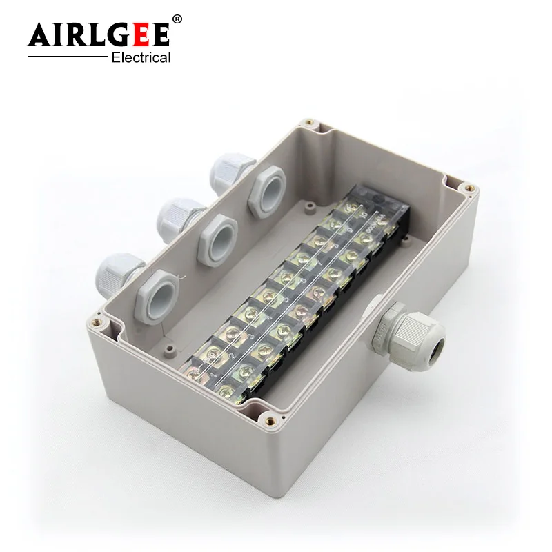 

200*120*75mm 1 Inlet 3 Outlet 45A 10 TB terminal box outdoor waterproof junction box ABS plastic industrial control box