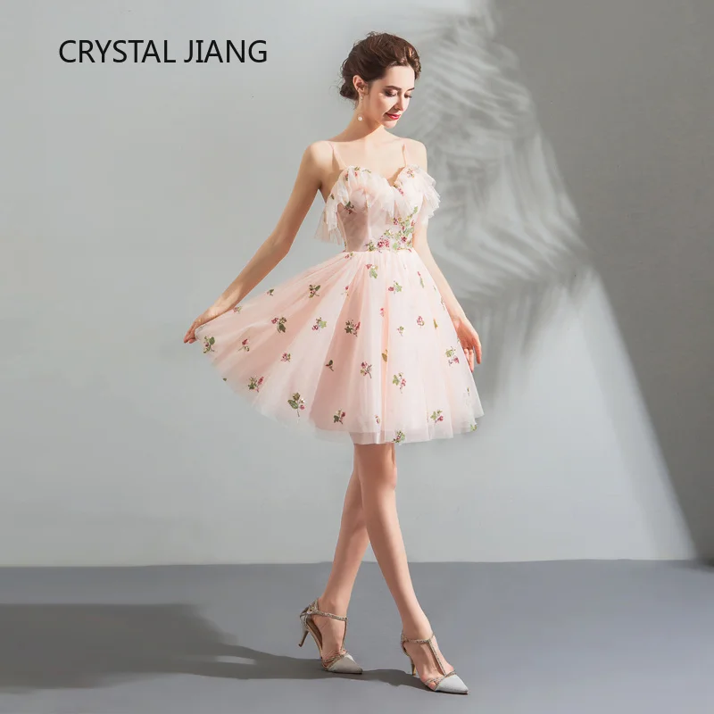 New Arrival 2019 Lovely Homecoming Dresses A Line Spaghetti Straps Custom made Lace Sweet sixteen Mini Junior Dresses