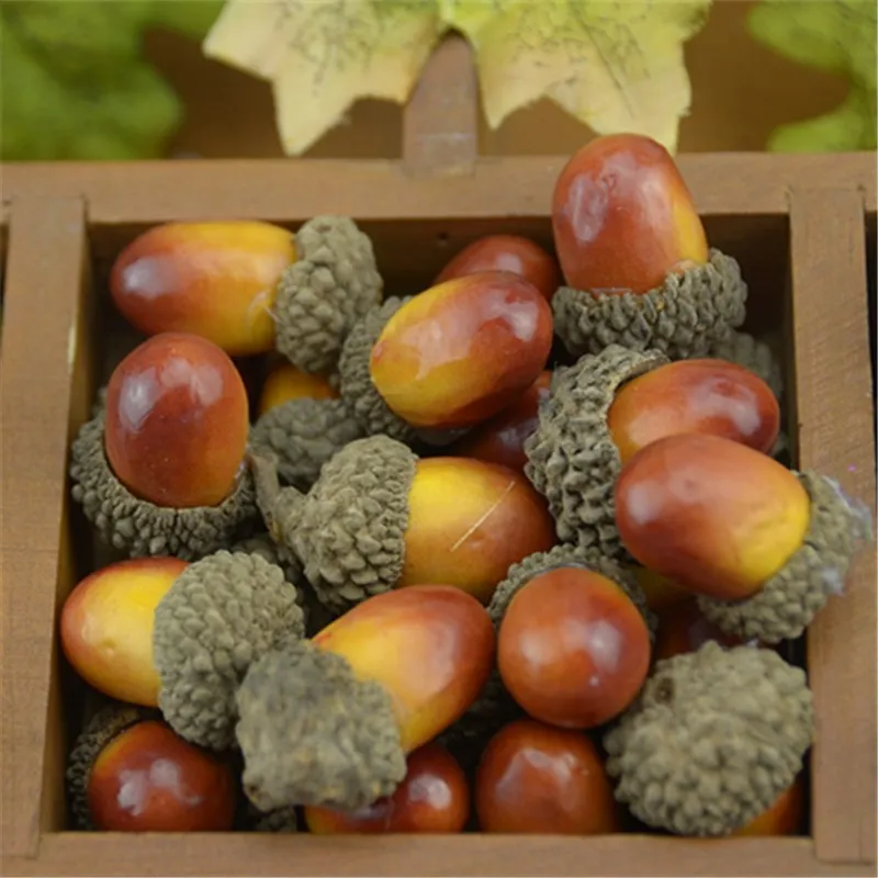 50pcs 3cm Cheap Mini Chestnut Artificial Flower Fake Foam Fruits Berries Flowers For Wedding Christmas Tree Decoration