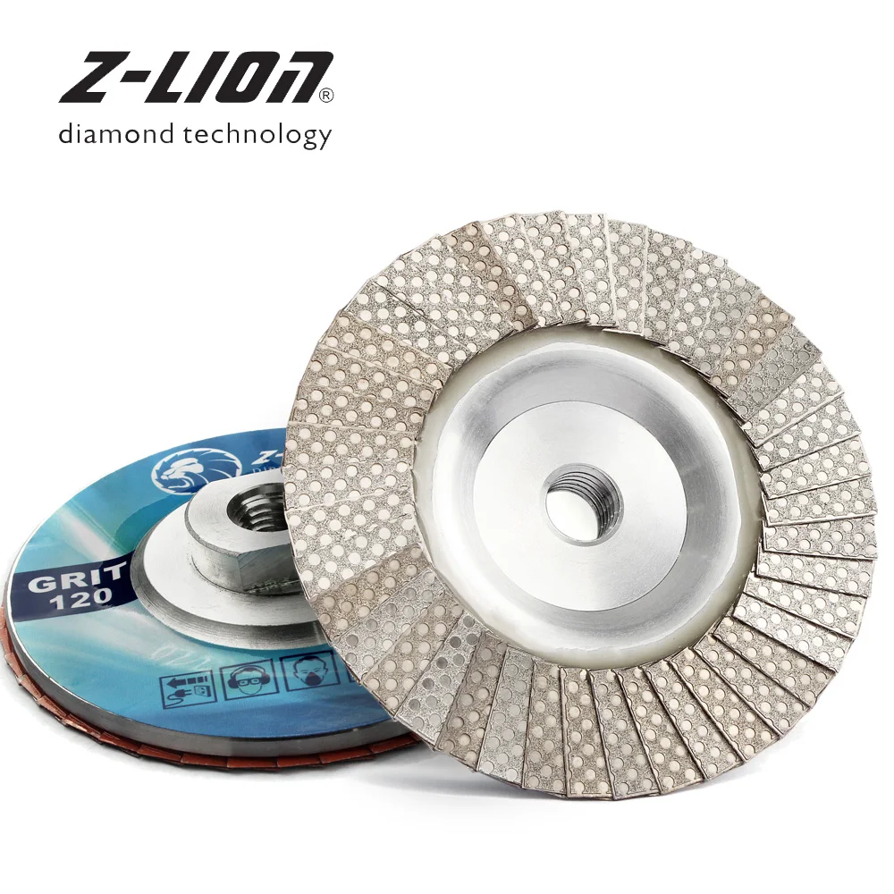Z-LEAP Diamentowa Tarcza Listkowa Elektroplaterowana, Diamentowe Listki Metalowe, Aluminiowe, Gwint M14 5/8-11, Do Szlifierki Kątowej, Do Użytku na Sucho i na Mokro