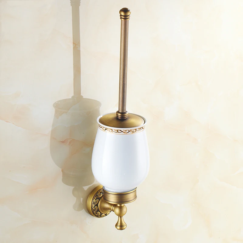 

Magic lamp style toilet brush holder set bathroom, Copper toilet brush holder wall mounted, European brass toilet bowl brush