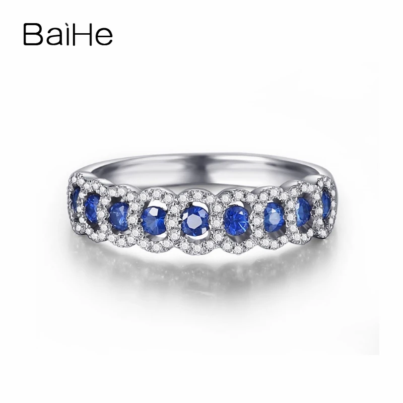 

BAIHE Solid 18K White Gold 0.53CT H/SI Natural Sapphire Diamond Ring for Men Trendy Engagement Fine Jewelry Anillo de zafiro