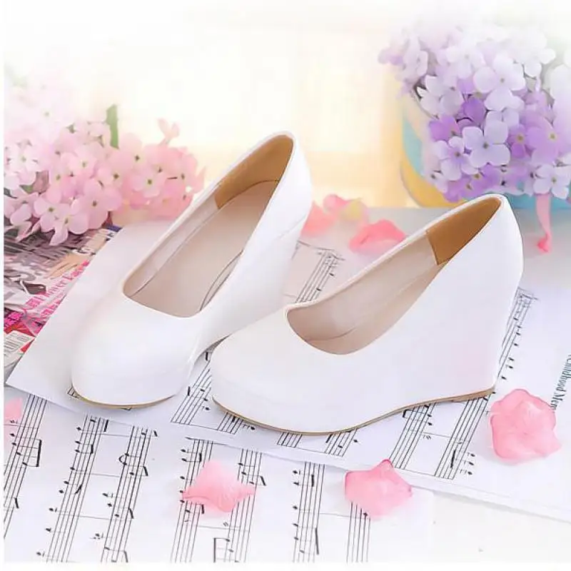 High Heel Women Wedges Shoes White Black Platform Shoes Women Wedges Casual Shoes