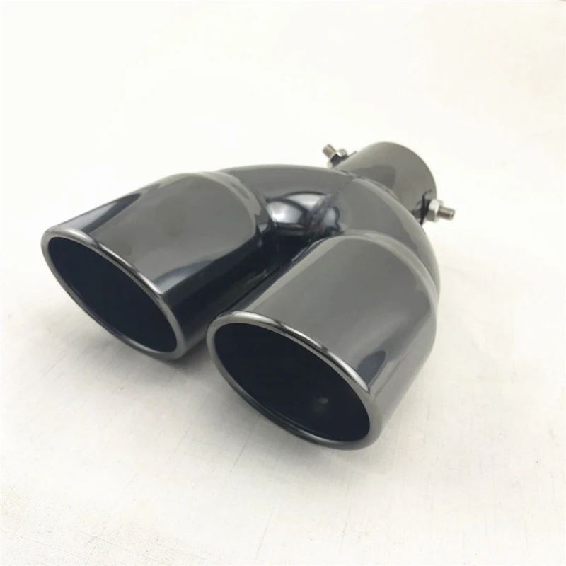 1X Titan   Black Stainless Steel Dual Exhaust Tip 2.5