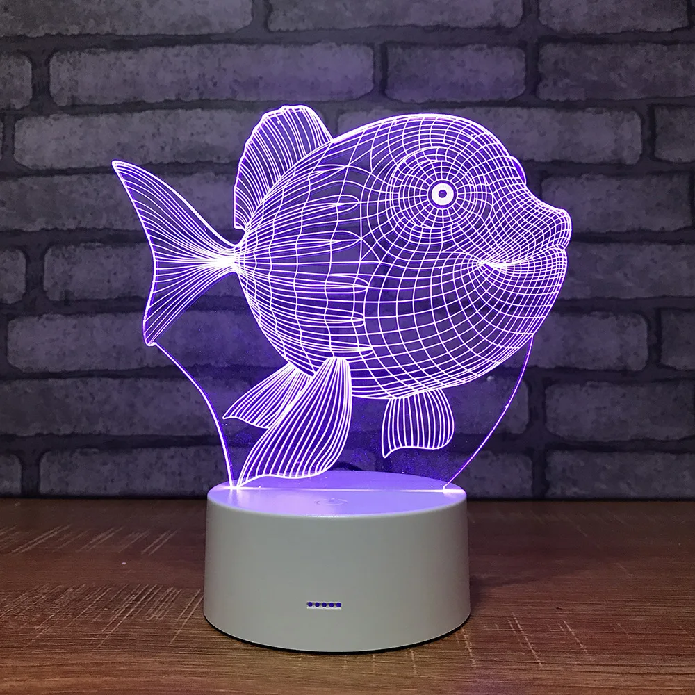 New Strange Place 3d Light Discolouration Creative Cartoon Fish Bed Night Lamp Bedroom With Sleeping 3d Lamp