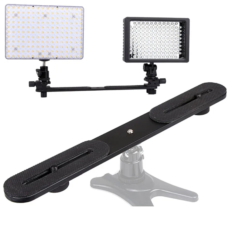 Double Universal End Light Stand Holder Dual Flash Bracket Hot Shoe Bracket Mount Tripod W/ Two Screws for Digital DSLR Camera