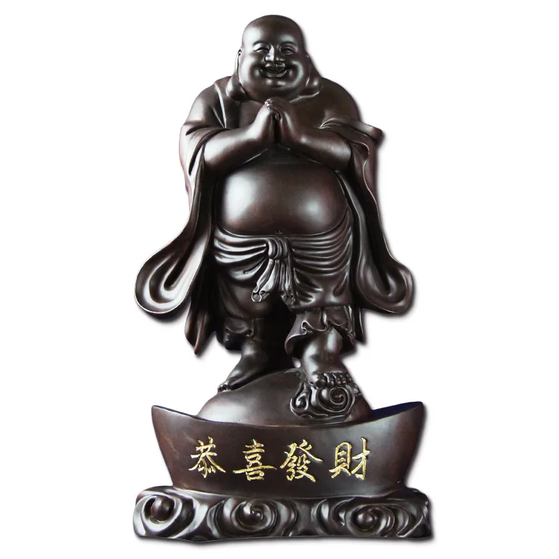 Shengwei craft African ebony good fortune Maitreya high-end home desktops Decoration 55cm