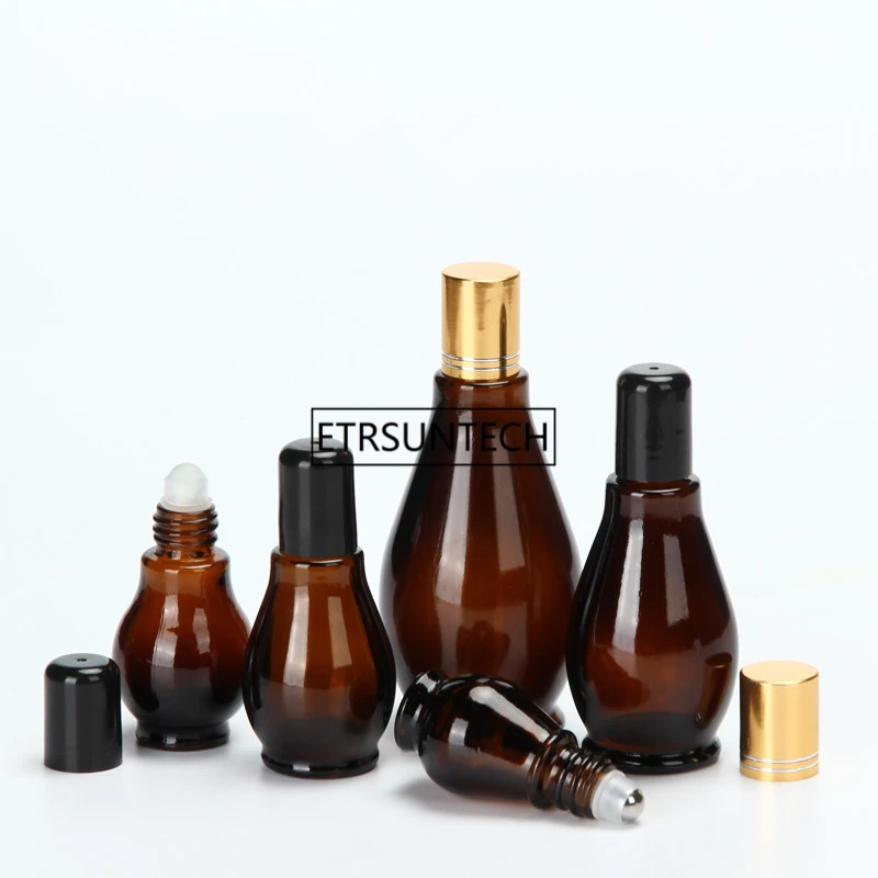 

Amber Glass 10ml roll ball Bottle Essential Oil Perfume spray Bottles Refillable Empty Container F2017