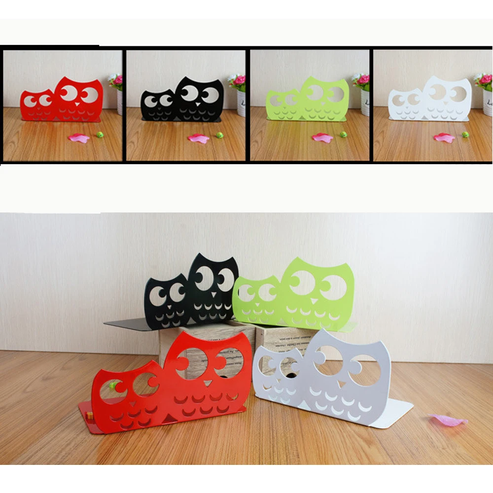 

1 Pair/Lot Cute Funny Owl-Shaped Metal Bookend for School Stationery & Office Supply