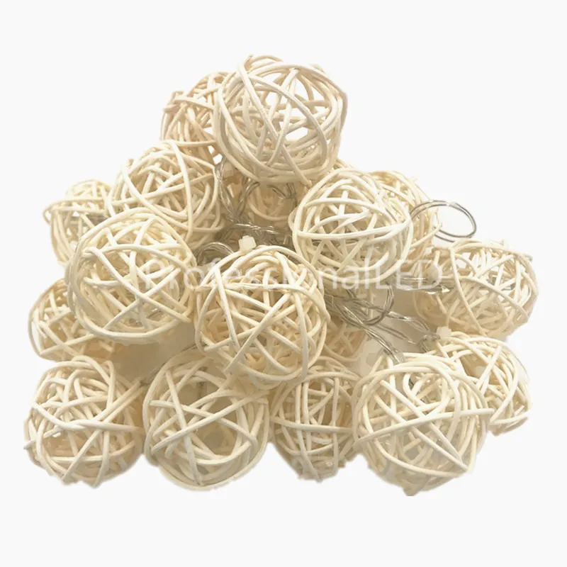 Imagem -06 - Bola de Rattan Usb 5v 20led Luz da Corda Branco Quente Luz de Fadas Luz do Feriado para a Festa Natal Casamento Decoração Casa 2m