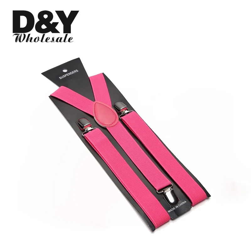 Adujstable Nẹp Rộng 2.5 Cm "Kẹo Hot Pink" Màu Unisex Đeo Quần Thun Slim Y-lưng Treo Áo Sỉ & Lẻ