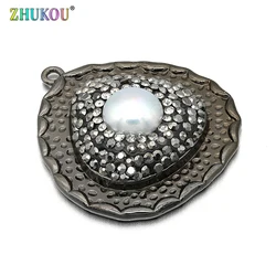 28*31mm Brass Cubic Zirconia Bead Charms Pendants DIY Jewelry Findings Accessories, Hole: 1.5mm, Model: VD299