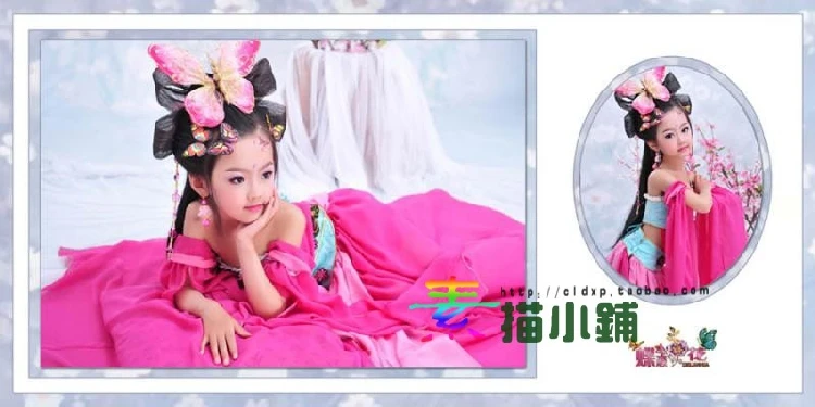 Die Lian Hua Butterfly Love Flower Photo House Thematic Costume for Kids Girls' Photo Costume Hanfu