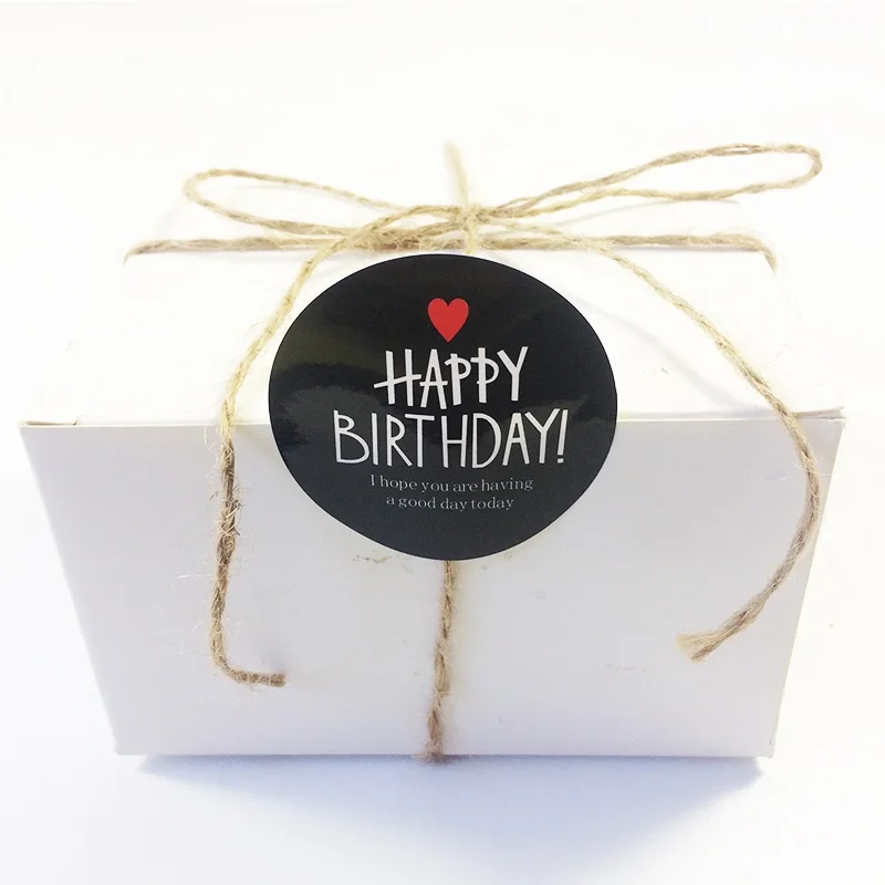 80 Stks/partij 'Happy Birthday' Scrapbooking Kraftpapier Etiketten Enveloppen Stickers Geschenkverpakkingen Seals Sticker 2 Kleur Voor Verjaardag