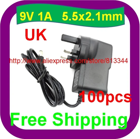 100 pcs Free Shipping AC 100V-240V Converter Adapter DC 9V 1A UK Mains Charger For Vtech Innotab 3/3S