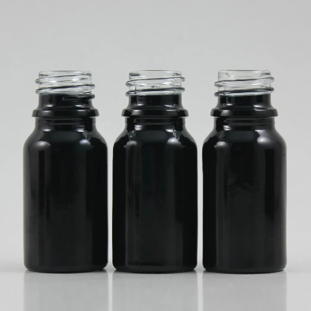 

100pcs wholesale 10ml shiny black empty bottle without any caps,could match with sprayer pump or dropper caps