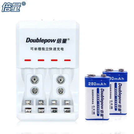 Doublepow new DP-6F22 9V battery 280mAh*2 battery multimeter microphone battery+9V D03 charger*1, Multimeter, microphone, KTV