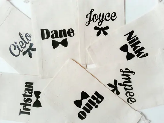 custom name Groomsmen bow tie bag wedding favor bags bridesmaid Bachelorette Hangover recovery Survival Kit party Candy pouches