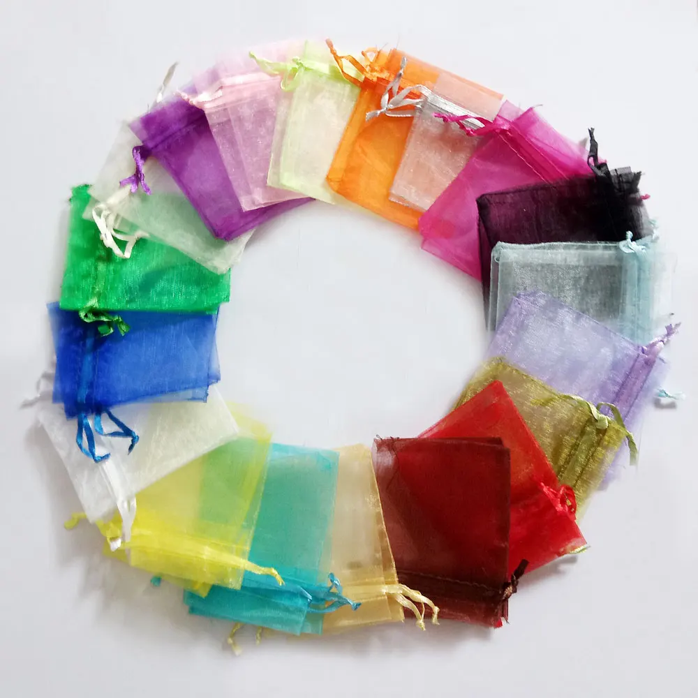 10*15cm 500pcs Multi Color Gift Bags For Jewelry/wedding/christmas/birthday Yarn Bag With Handles Packaging Gifts Organza Bags