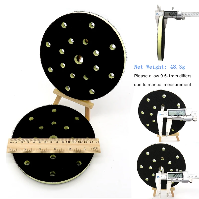 Imagem -03 - Hook And Loop pu Espuma Esponja Almofada Interface Backing Pad Média Densidade Lixadeiras para Lixadeira Orbital 17 Buracos Pcs