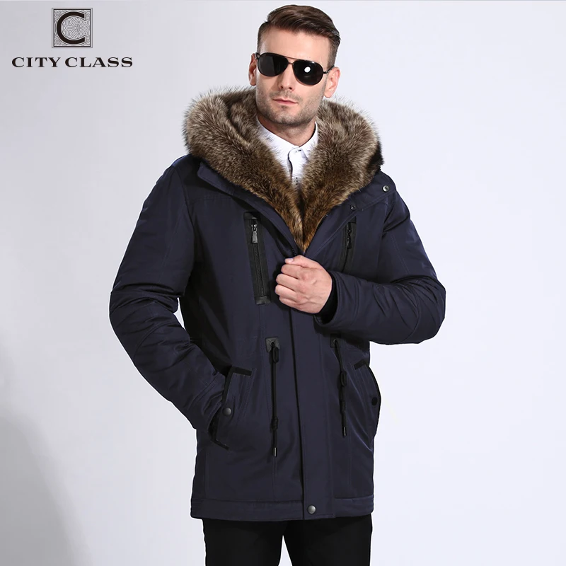 CITY CLASS Winter Men Jacket Thick Super Warm Parkas Camel Hairs Filling Raccoon Hood Delicate Fur Coat Parka Coatd for Male 839