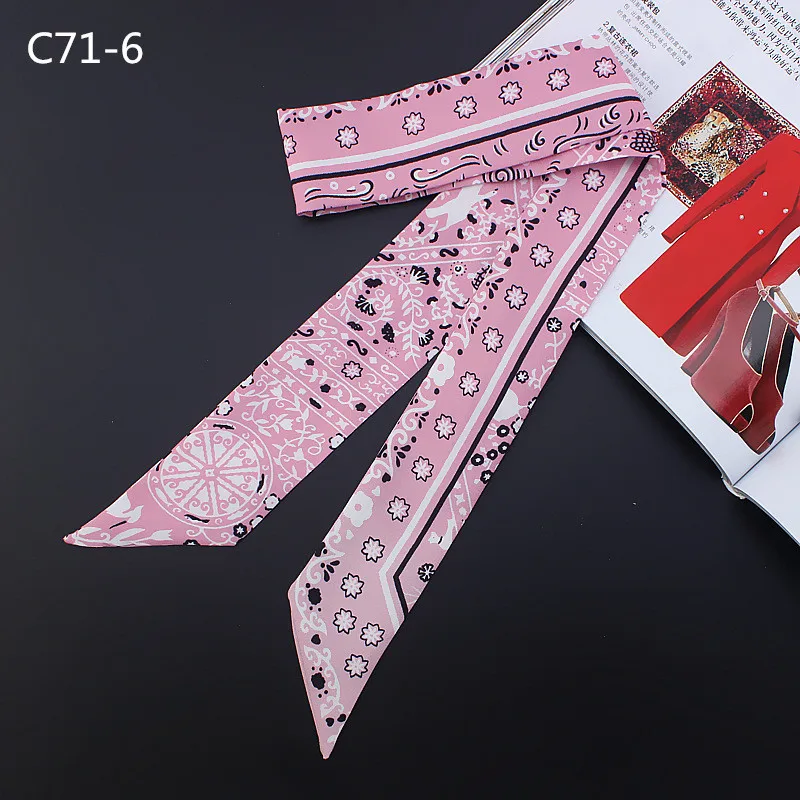 New Design Luxury Brand Scarf Paisley Print Silk Scarf Women Handle Bag Ribbons Fashion Head Scarf Small Long Scarves