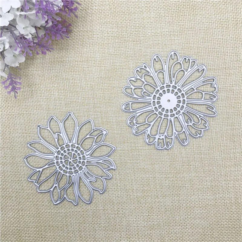 Julyarts 2Pcs Sun Flower Metal Cutting Die Stencil Troqueles De Corte Metal Scrapbooking Card Making Die Metal Crafts Die Cut