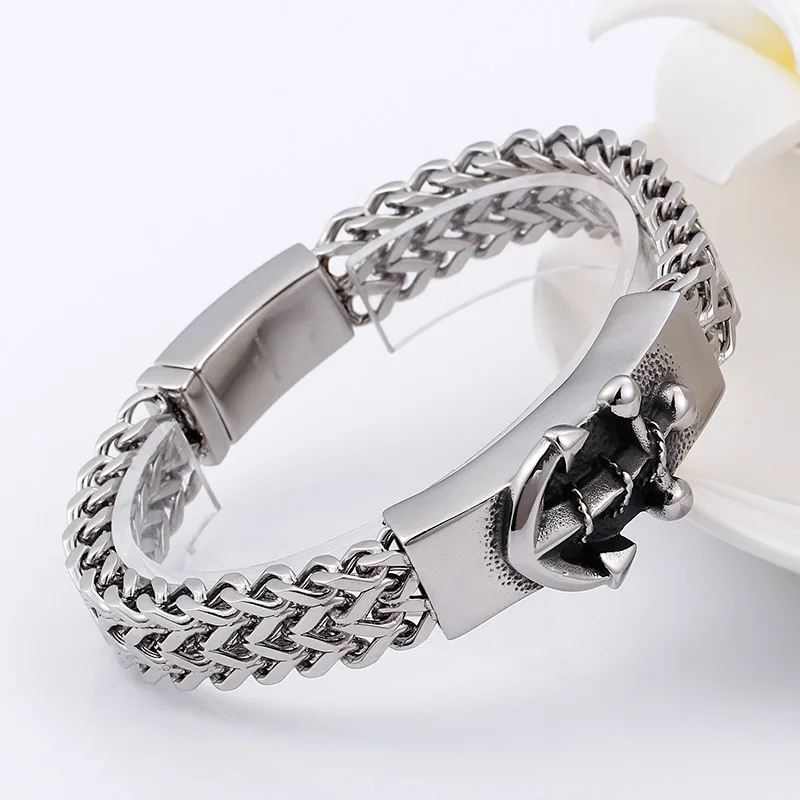 

New retro titanium steel bracelet fashion anchor bracelet men's punk chain bracelet