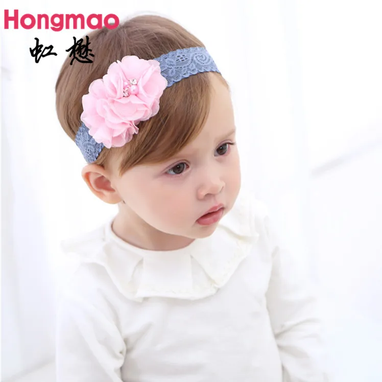 

ON SALE 1PCS Children's hair accessories baby double sewing Flower headband princess elastic hair band photo props head band