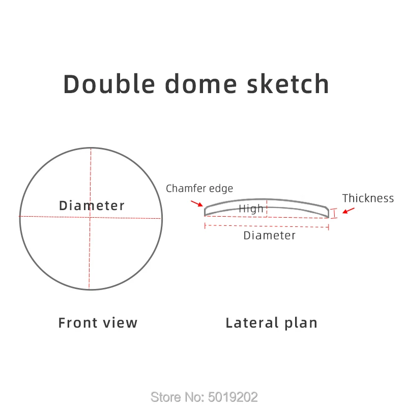 Uhr glas Anti-scratch saphir kristall Doppel dome Dicke 2.5/2.2/2.3/2.4/2,6mm durchmesser 30 ~ 39,5mm