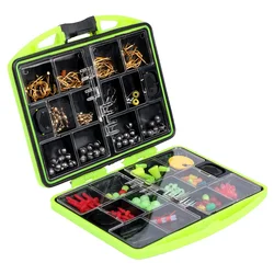 184pcs/box Double Layer Carp Fishing Tool Set Bait Tackle Box Surfcasting Fishing Lure Swivel Jig Lead Head Hook Accessories Set