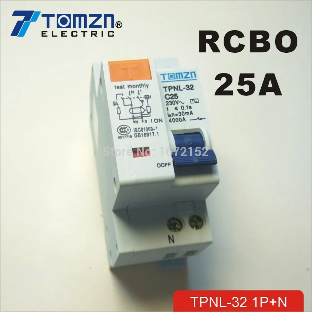 DPNL 1P+N 25A 230V~ 50HZ/60HZ Residual current Circuit breaker with over current and Leakage protection RCBO