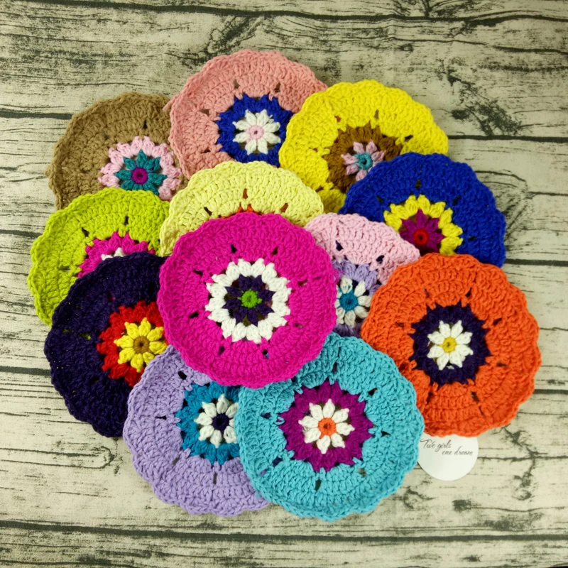 Crochet DIY Placemat Handmade Crochet Doilies Table Decor Round Coaster Coffee Mats Accessories Patch Dress Applique 18cm 20pcs