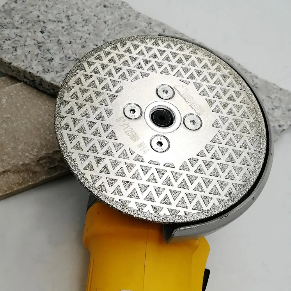 SHDIATOOL 1pc disco abrasivo per taglio diamantato elettrolitico flangia M14 lama per sega rivestita su un lato marmo granito 4 "4.5" 5"
