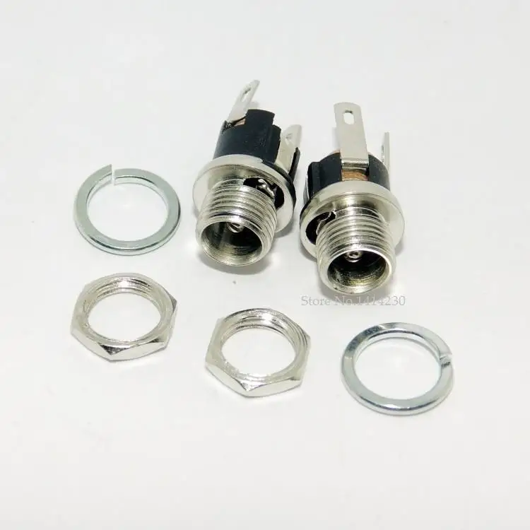 5Pcs 5.5-2.1MM 5.5 * 2.1 DC Socket With Nut DC Power Jack Socket Female Panel Mount Connector