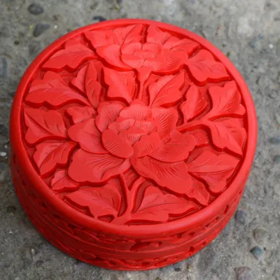 

Exquisite Chinese Traditional Technology Red Lacquerware Beautiful Peony Flower Auspicious Jewelry Box